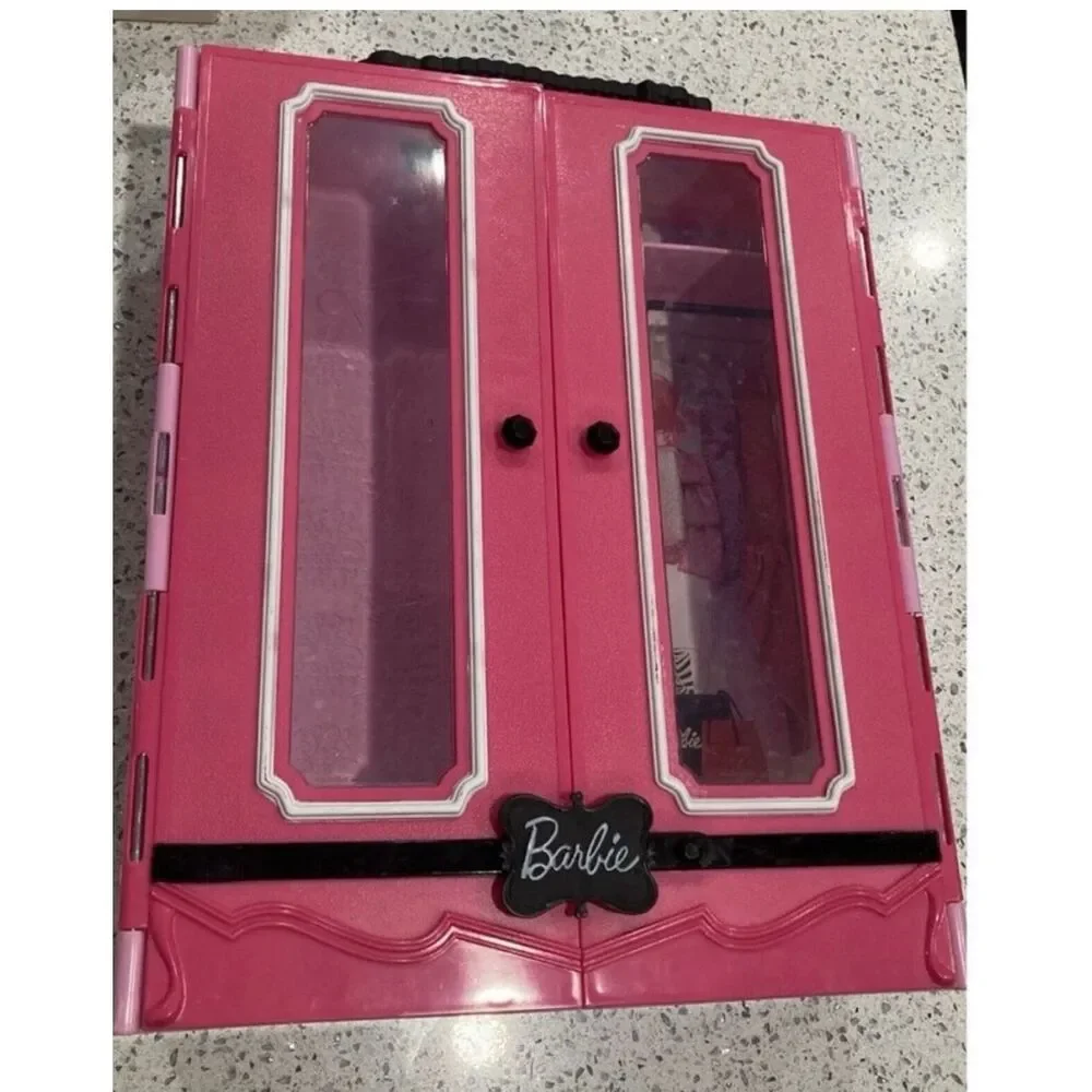 Barbie Closet Carrying Case Clothing Shoes Accessories Pink Wardrobe Fashion